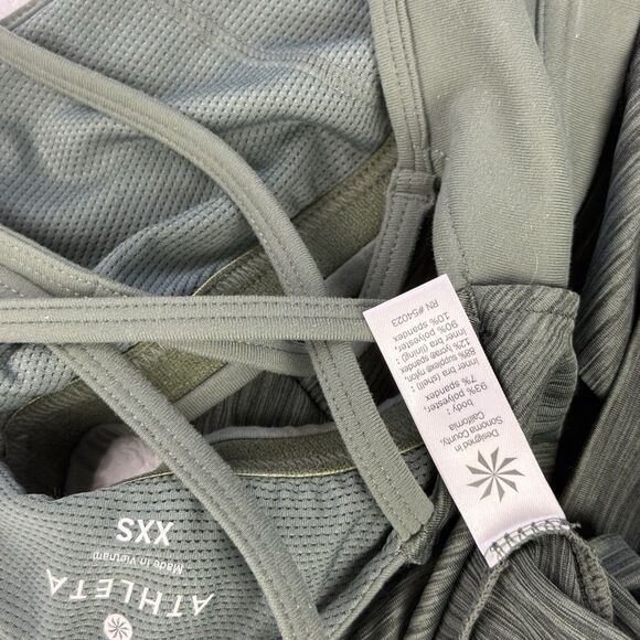 Athleta Energize Tank Top Green Heather Shadow Stripe Women XXS Built-In Bra - Picture 8 of 12